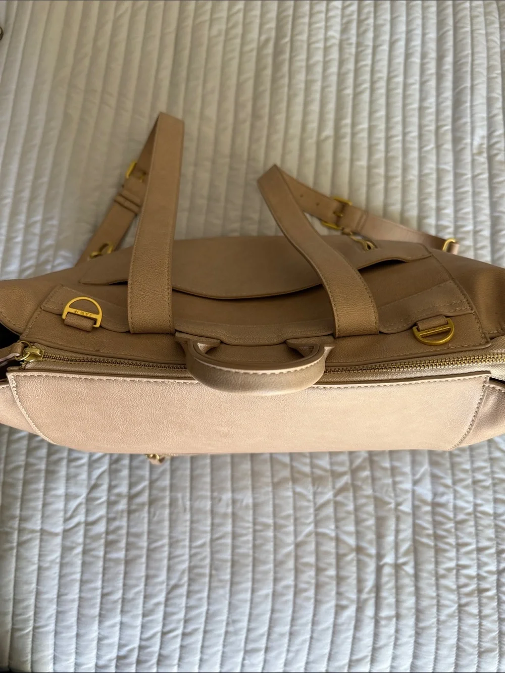 Fawn Design Neutral Beige Convertible Leather Backpack